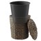 Casafield Water Hyacinth Trash Can with Lid and Liner, Woven Wicker Waste Basket for Bathroom, Bedroom, Laundry Room, Home Office